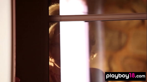 Platinum blonde diva Carissa White slipping out of her fancy black lingerie